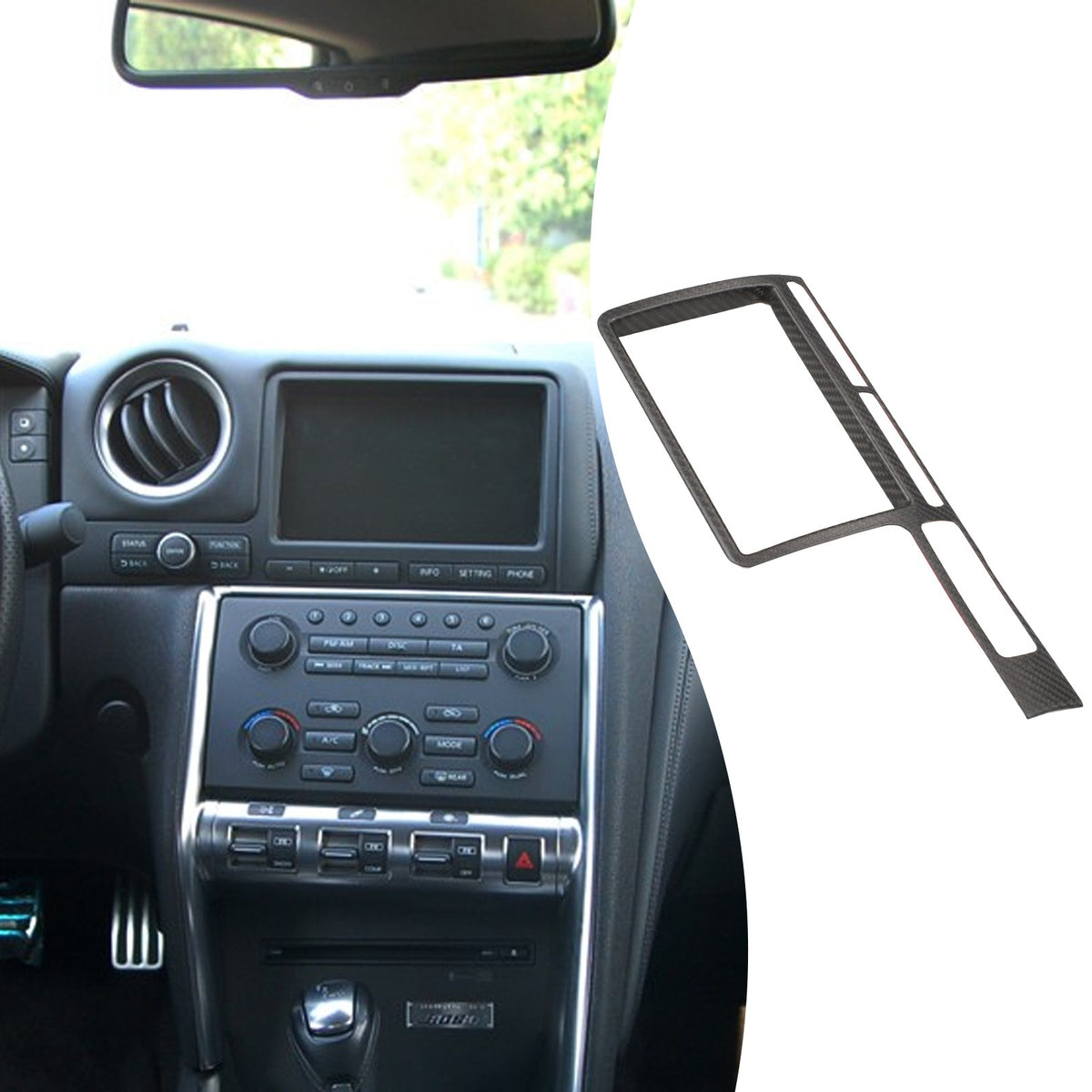 Matte Real Carbon Fiber Center Console Navigation Trim For Nissan GTR R35 08‑16 11