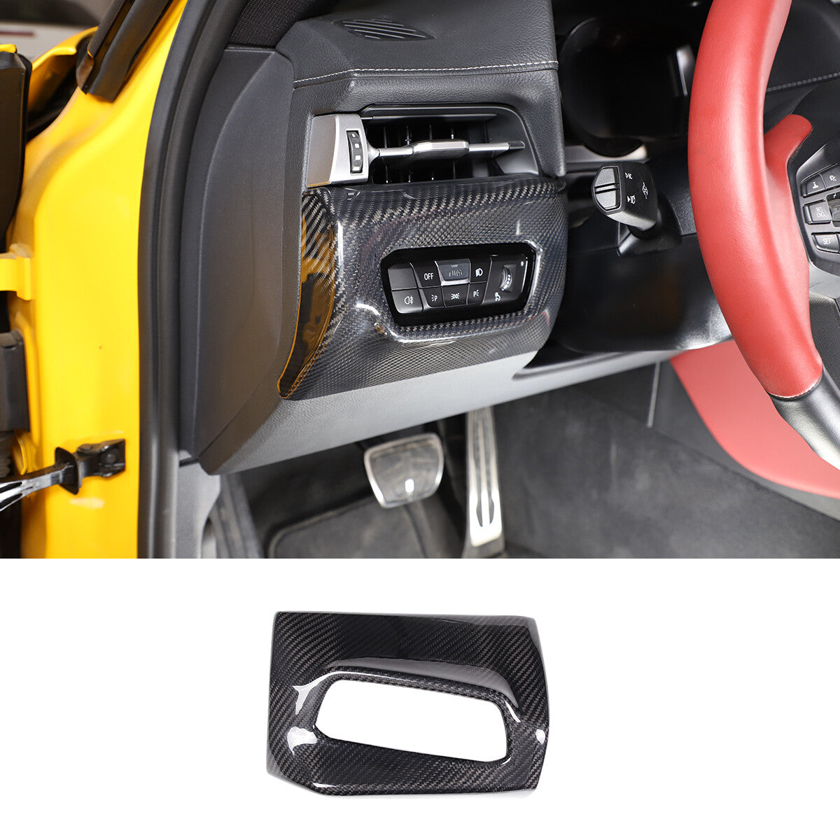 Carbon Fiber Headlight Switch Button Panel Trim For Toyota Supra A90 19-24 US 2