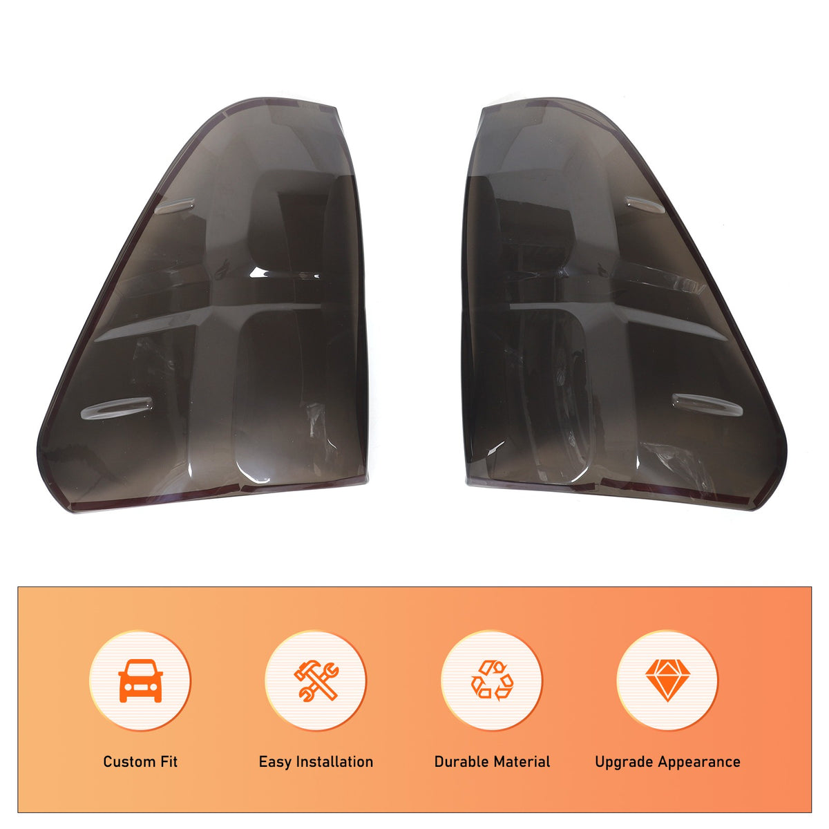 Smoked Black Rear Tail Light Guard Cover Trim Bezel For Toyota Hilux 2015-2019 8