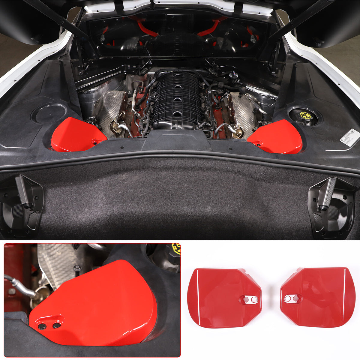 Red Full Interior Set Dash Panel Decor Cover Trim Kit For Corvette C8 2020-25 - Variants 16-20 74