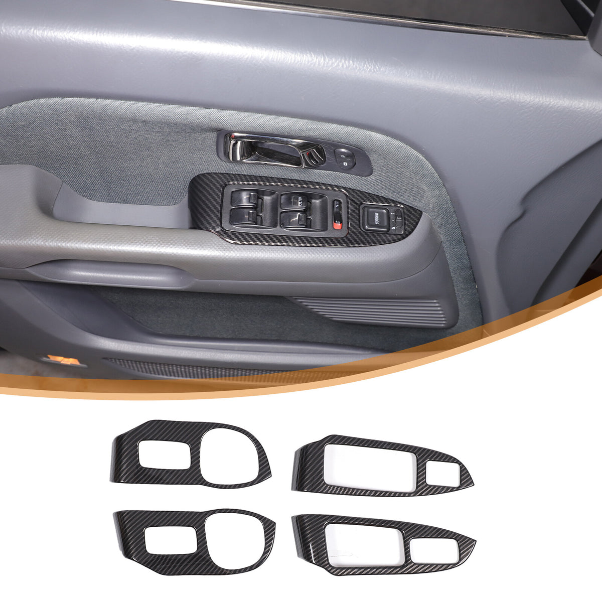 ABS Carbon Fiber Window Lift Switch Button Trim Frame For Honda Pilot 2003-2008 9