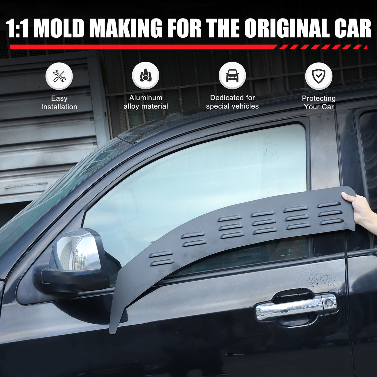 Black Alloy Front Window Louver Shutter Cover Trim For Toyota Tundra 2014-21 US 5