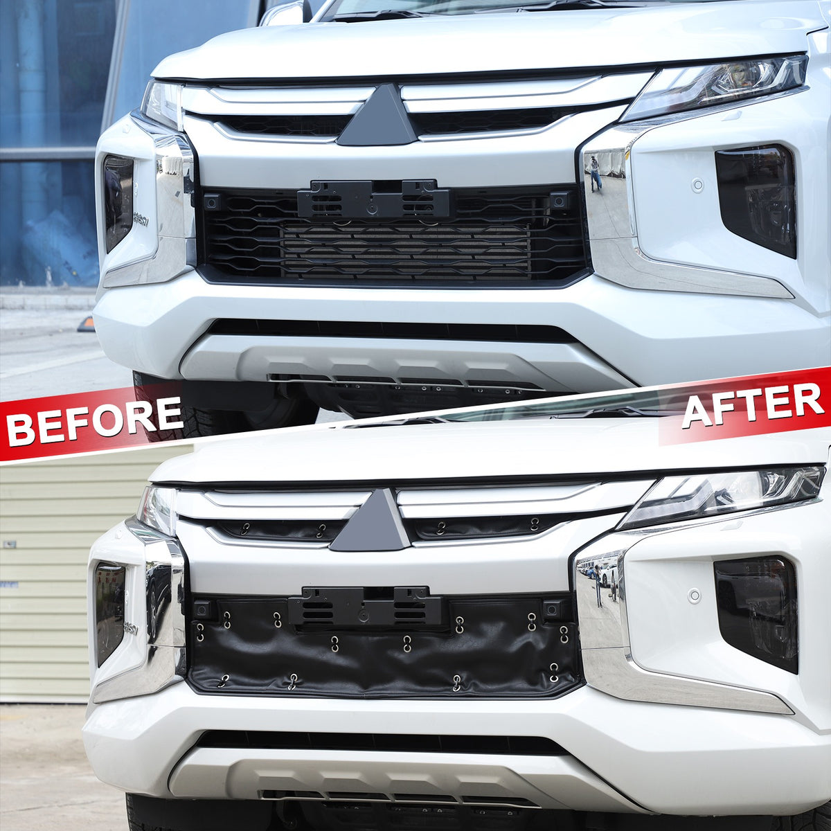 Front Grille Anti-Freezing Cover Trim For Mitsubishi L200 Triton 2019-2023 11