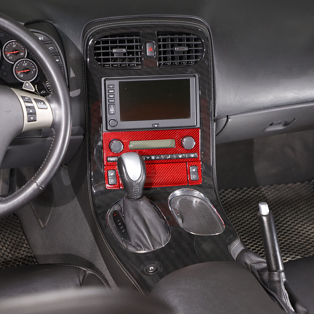 Red Real Carbon Fiber Center Console Air Conditioner Trim For Corvette C6 05-13 12