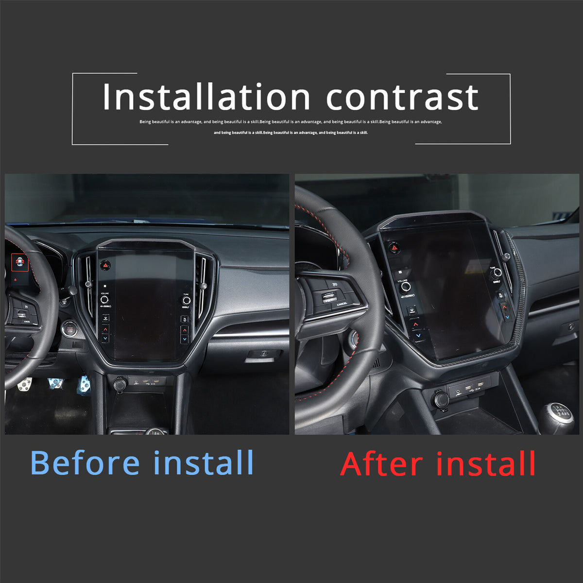 Real Carbon Fiber Center Navigation Screen Trim Cover For Subaru WRX VB 2022-24 18