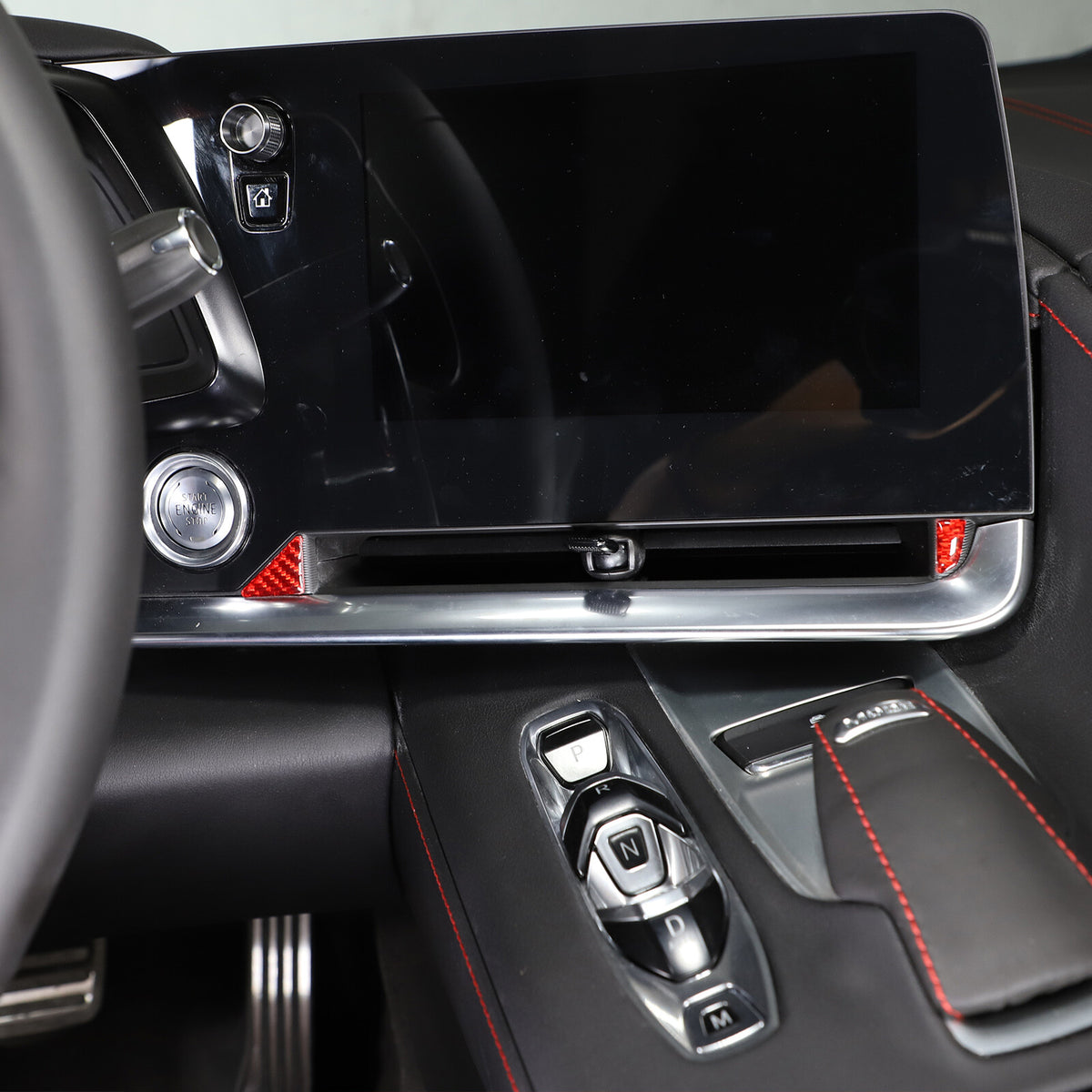 Red Soft Carbon Fiber Interior Decor Trim Kit Cover Set For Corvette C8 20-25 156