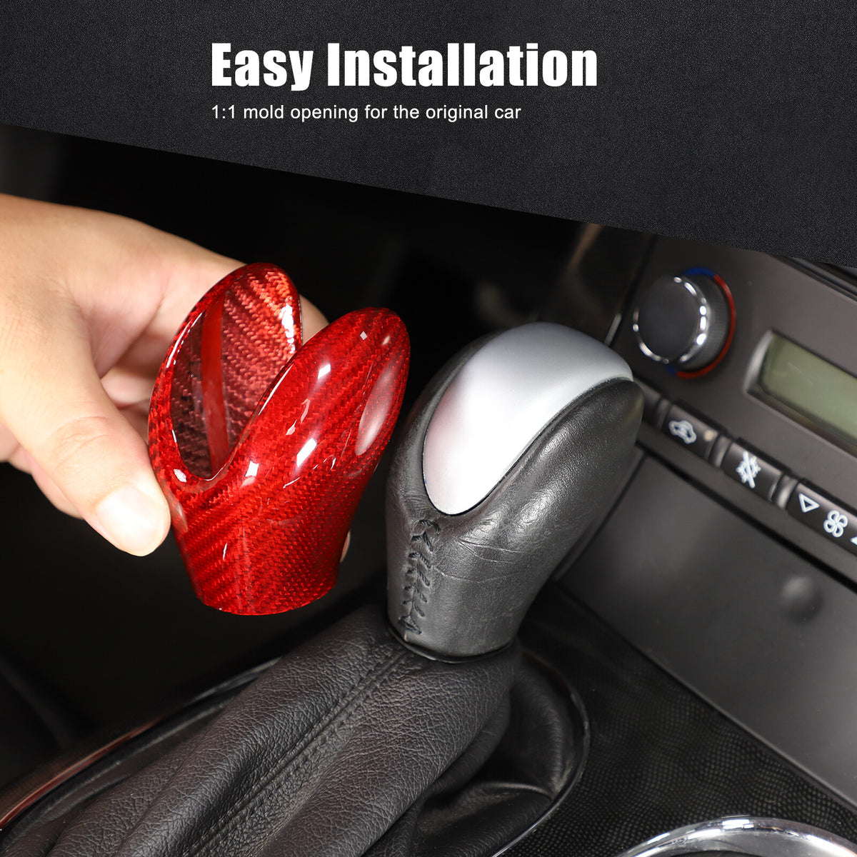 Red Real Carbon Fiber Center Gear Shift Knob Trim Cover For Corvette C6 2005-13 10