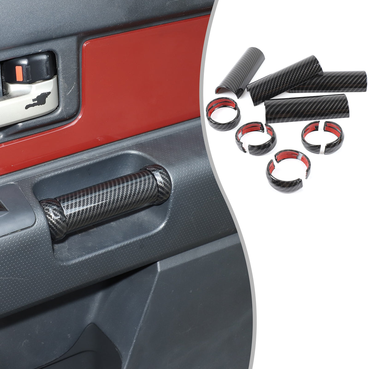 Carbon Fiber ABS Inner Door Handle Cover Trim For Toyota FJ Cruiser 2007-2021 4