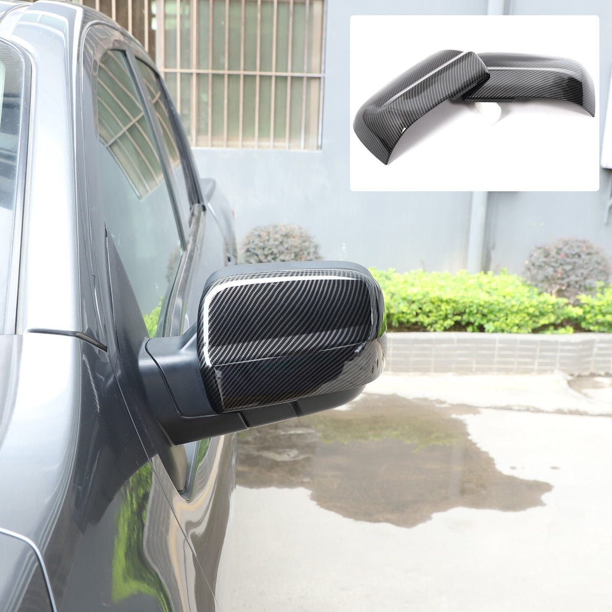 Carbon Fiber ABS Exterior Rearview Mirror Cover Trim For Nissan Titan 2016-2023 3
