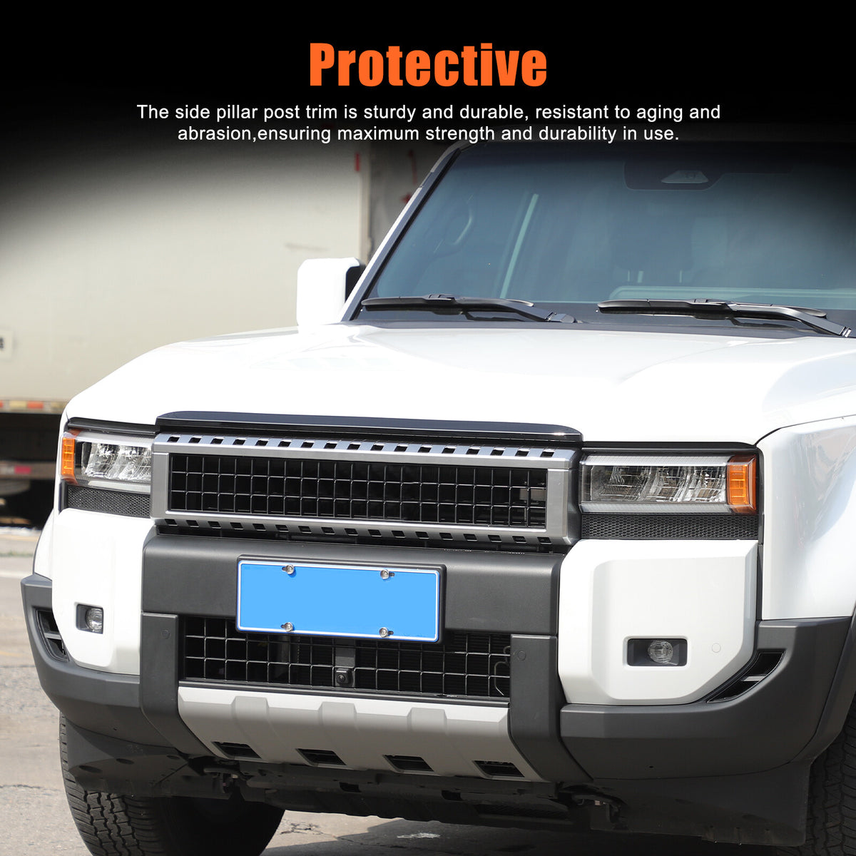 Glossy Black Front Grille Upper Engine Hood Trim For Toyota Land Cruiser LC250 21
