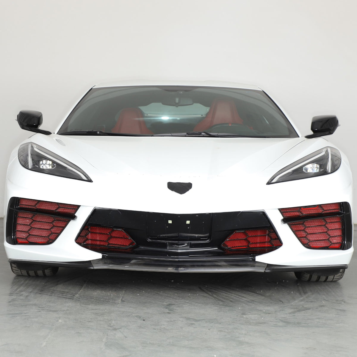 Red Steel Front Bumper Grille Mesh Screen Insect Guard For Corvette C8 2020 US 19