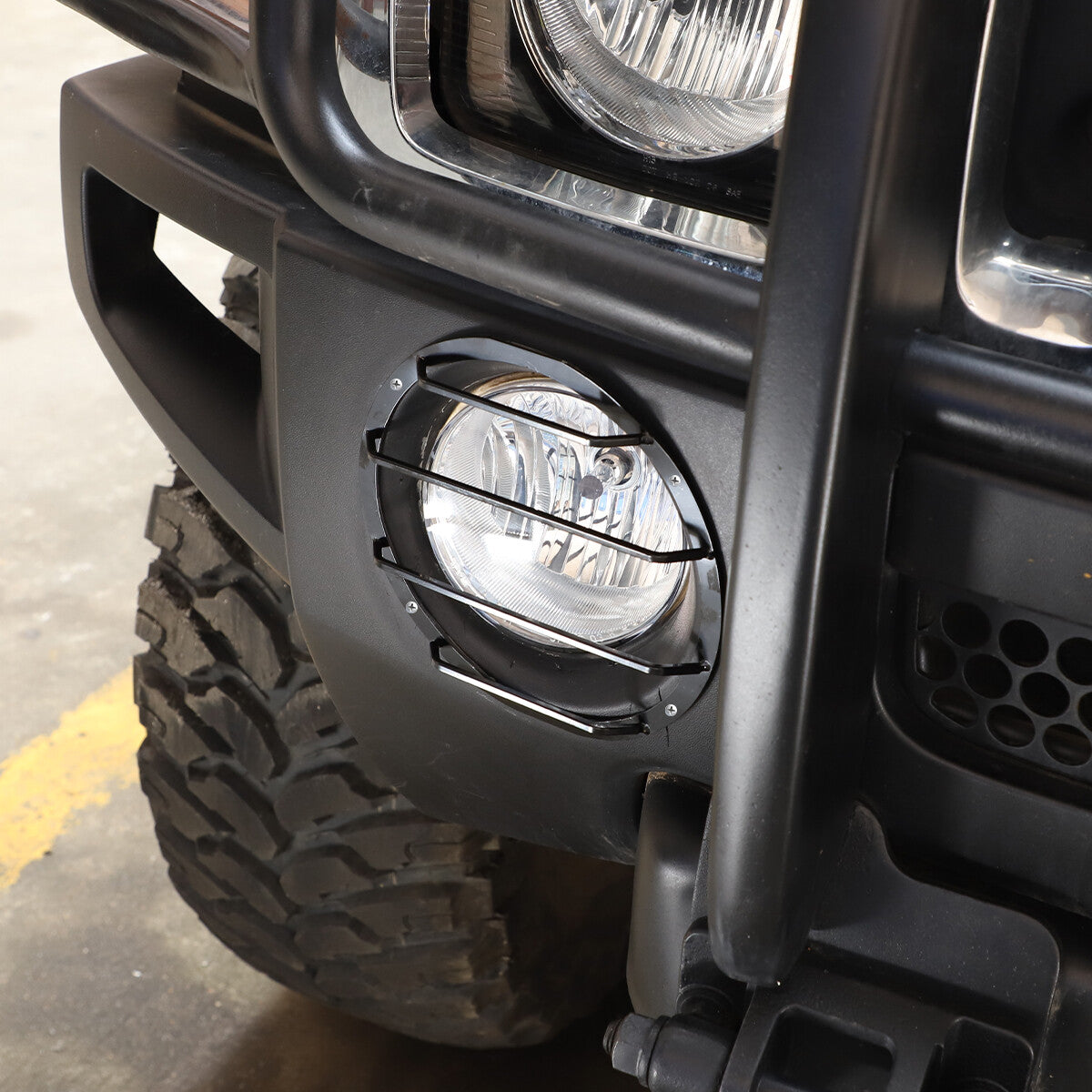 Black Steel Front Fog Light Lamp Frame Cover Trim For Hummer H3 05-09 3