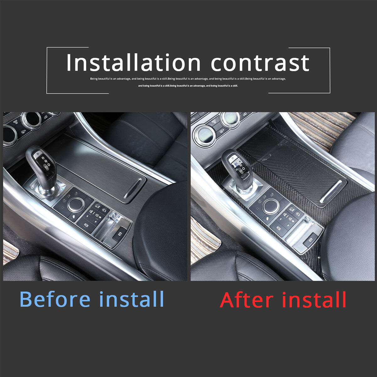 Real Carbon Fiber Gear Shift Panel Cover Trim for Range Rover Sport 2014-2017 8