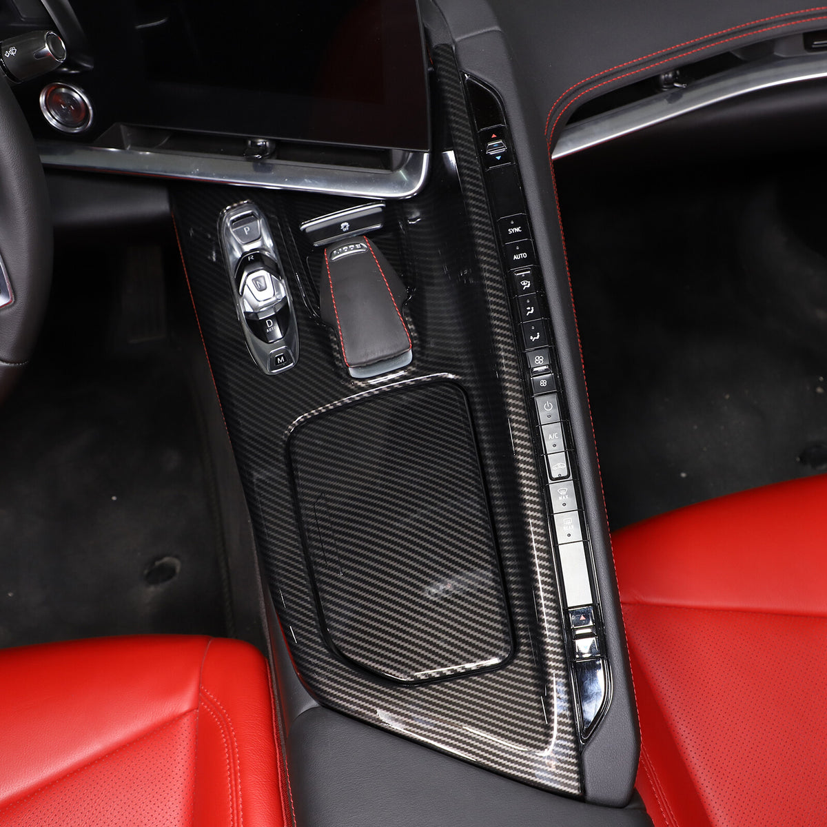 ABS Carbon Fiber Center Console Frame Trim Cover For Corvette C8 2020-2025 US 13
