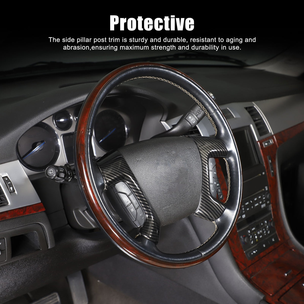 Real Dry Carbon Fiber Steering Wheel Side Button Trim For Hummer H2 2003-2007 6