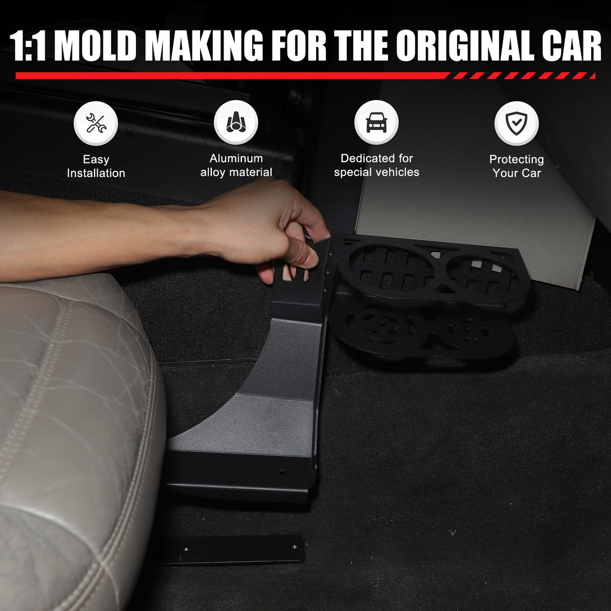 Black Aluminum Passenger Side Seat Cup Holder Bracket For Hummer H2 2003-2009 7