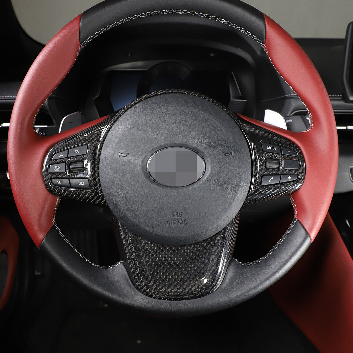 Real Carbon Fiber Interior Steering Wheel Cover Trim for Toyota Supra 2019-2024 3