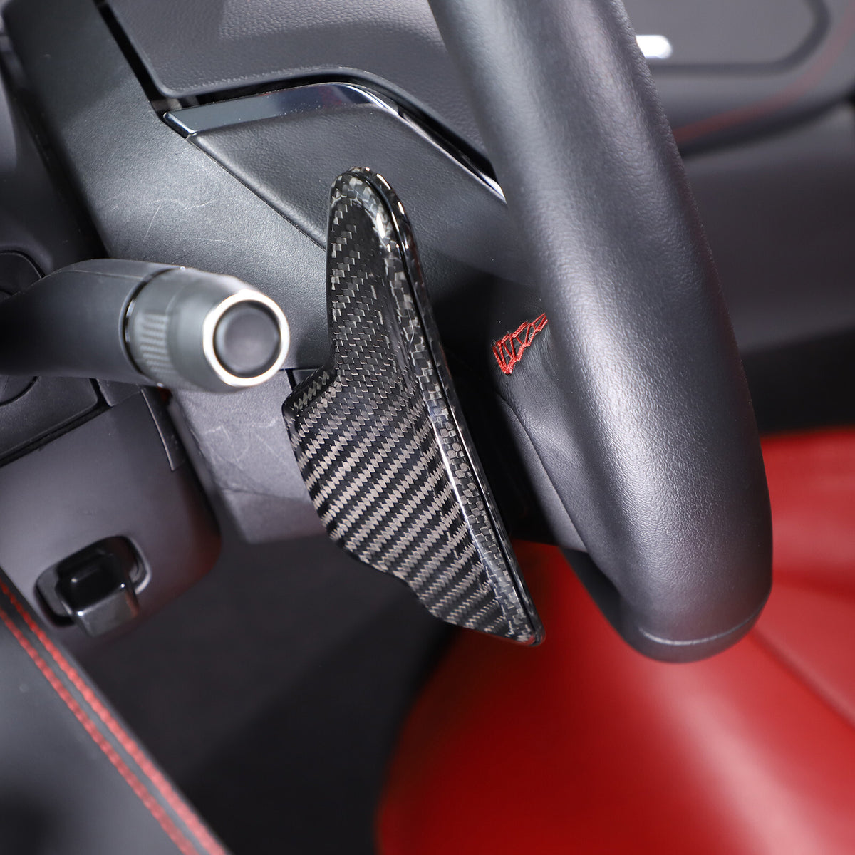 Black Real Carbon Fiber Gear Shift Paddles Paddle Shifters For Corvette C8 20-26 5
