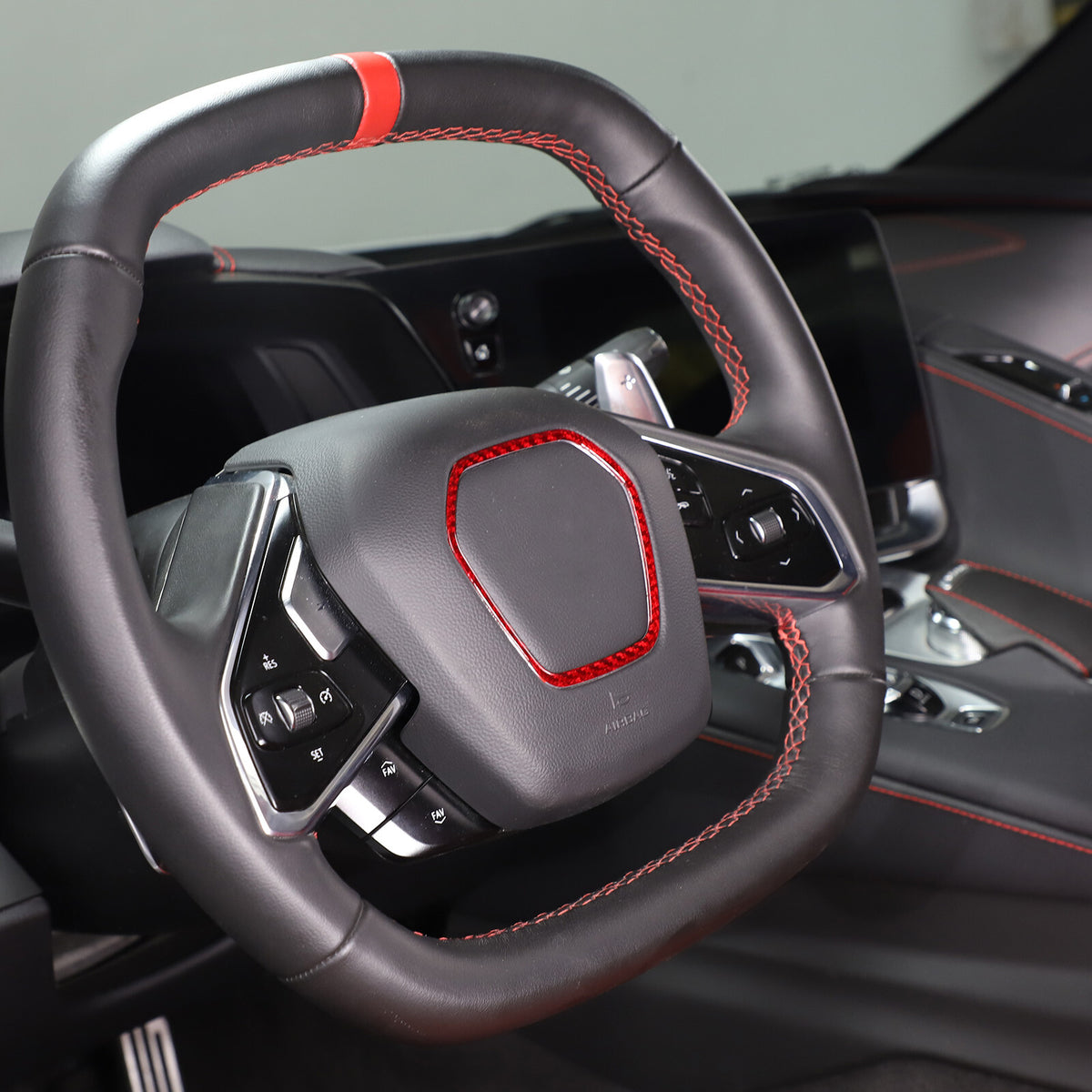 Red Real Carbon Fiber Full Interior Set Decor Trim Kit for Corvette C8 20-25 - Styles 31-35 9