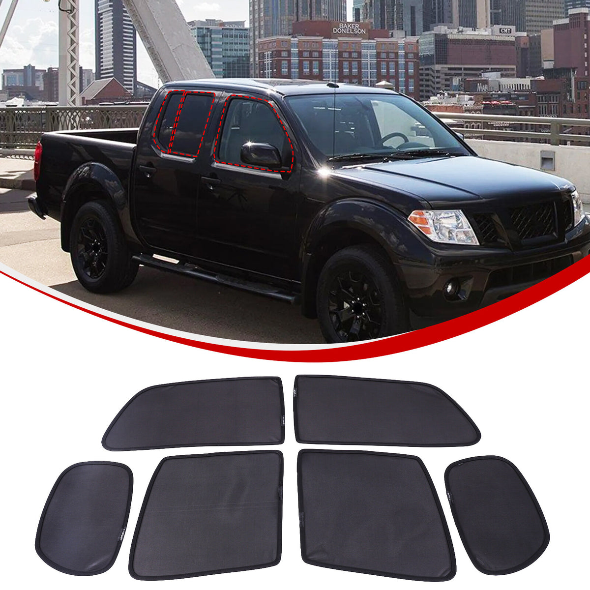 Full Window Screen Car Window Sun Shade Mesh Cover For Nissan Frontier 2013-2021 11