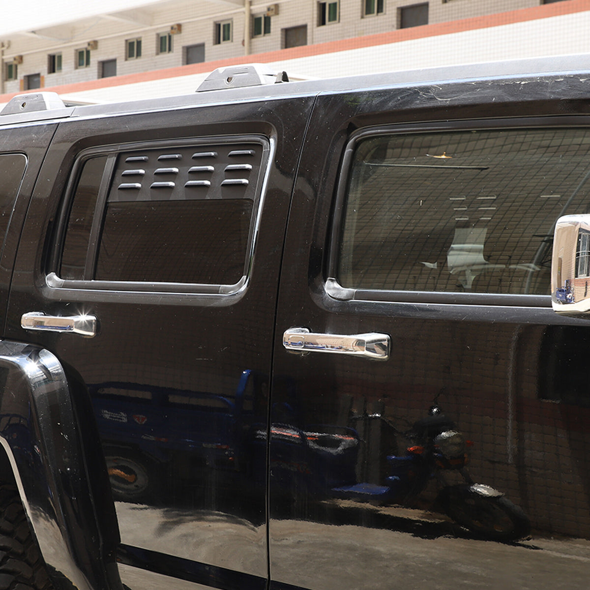 Black Aluminium Alloy Door Window Air Vents Screens For Hummer H3 2005-09 6