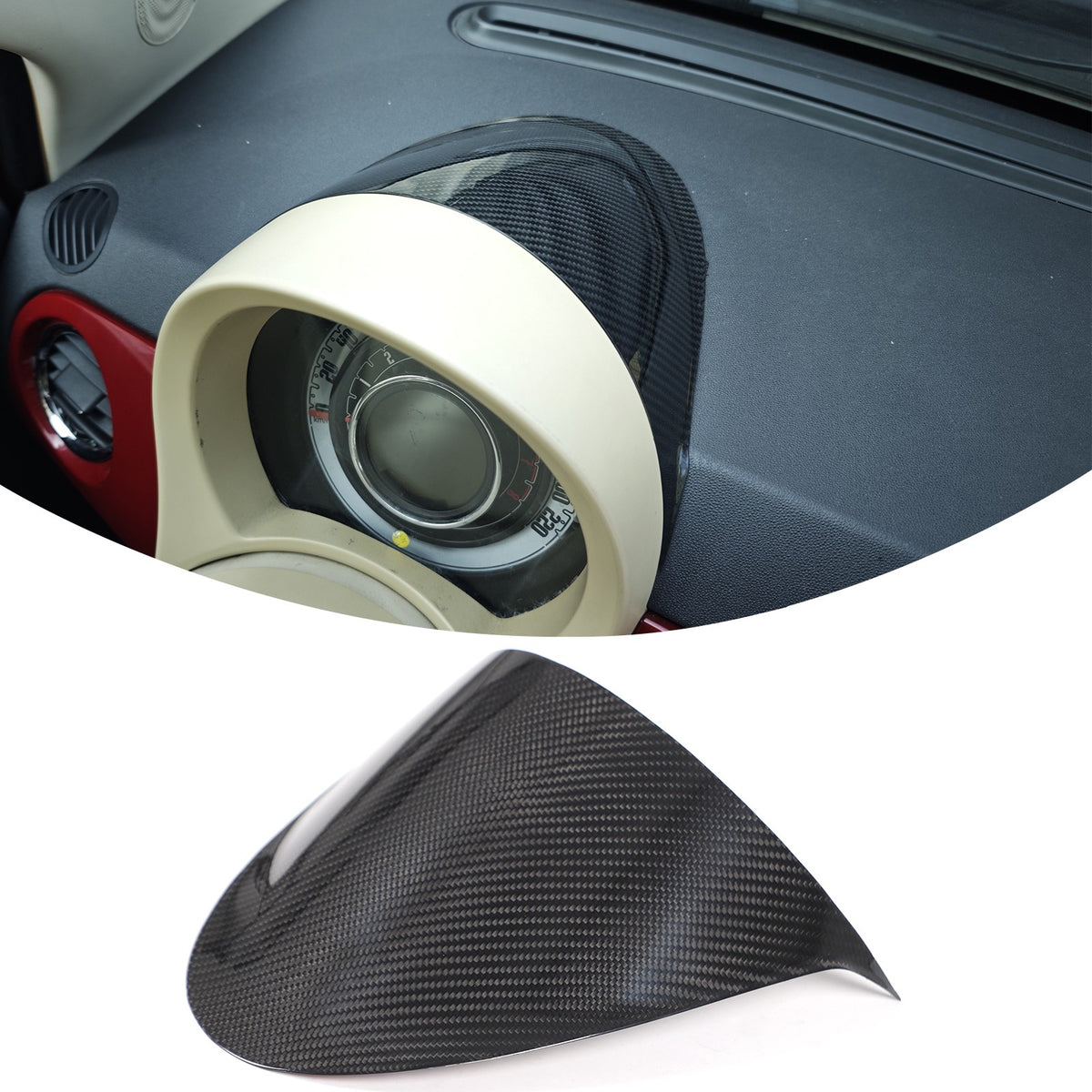 Real Carbon Fiber Dashboard Instrument Upper Trim For Fiat 500 312 2007-15 1