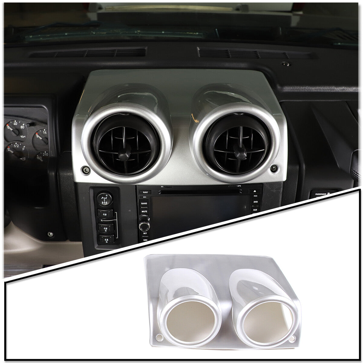 For Hummer H2 03-09 Dashboard Center Air Vent Panel Cover Trim Silver 5
