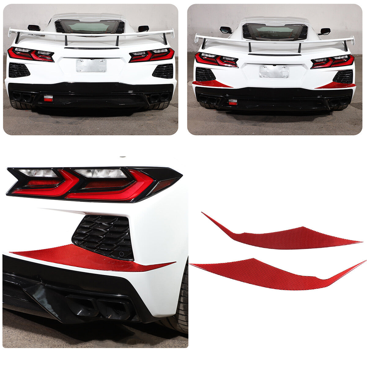 Red Carbon fiber Rear Bumper Air Intake Panel Trim Sticker For Corvette C8 20-26 2