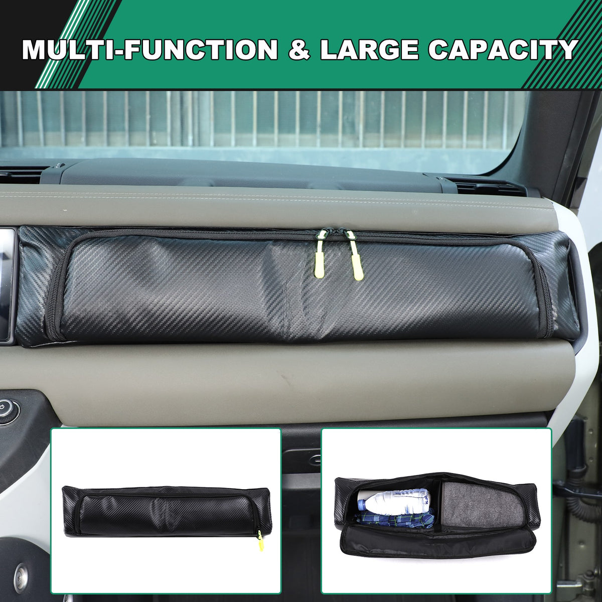 Carbon Fiber Texture Passenger Dashboard Storage Bag For LR Defender L663 2020+ 8