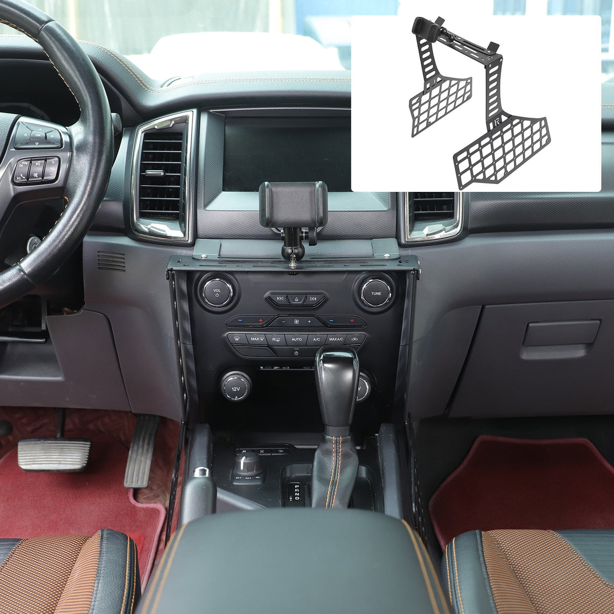 Gear Shift Extension Platform Phone Holder Bracket Clip For Ford Ranger 2015-22 1