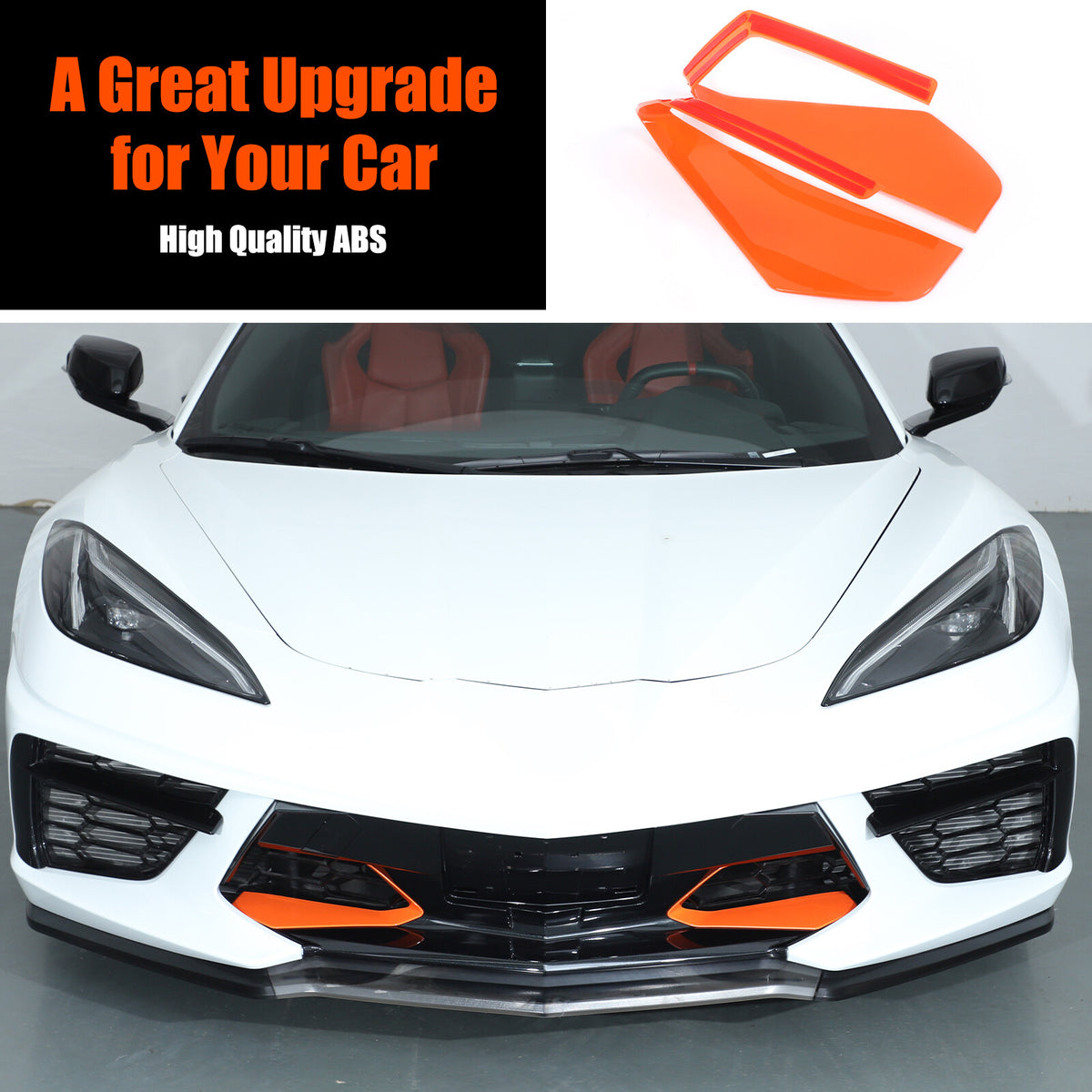 Orange ABS Front Grille Trim Frame Cover For Corvette C8 2020+ US 19