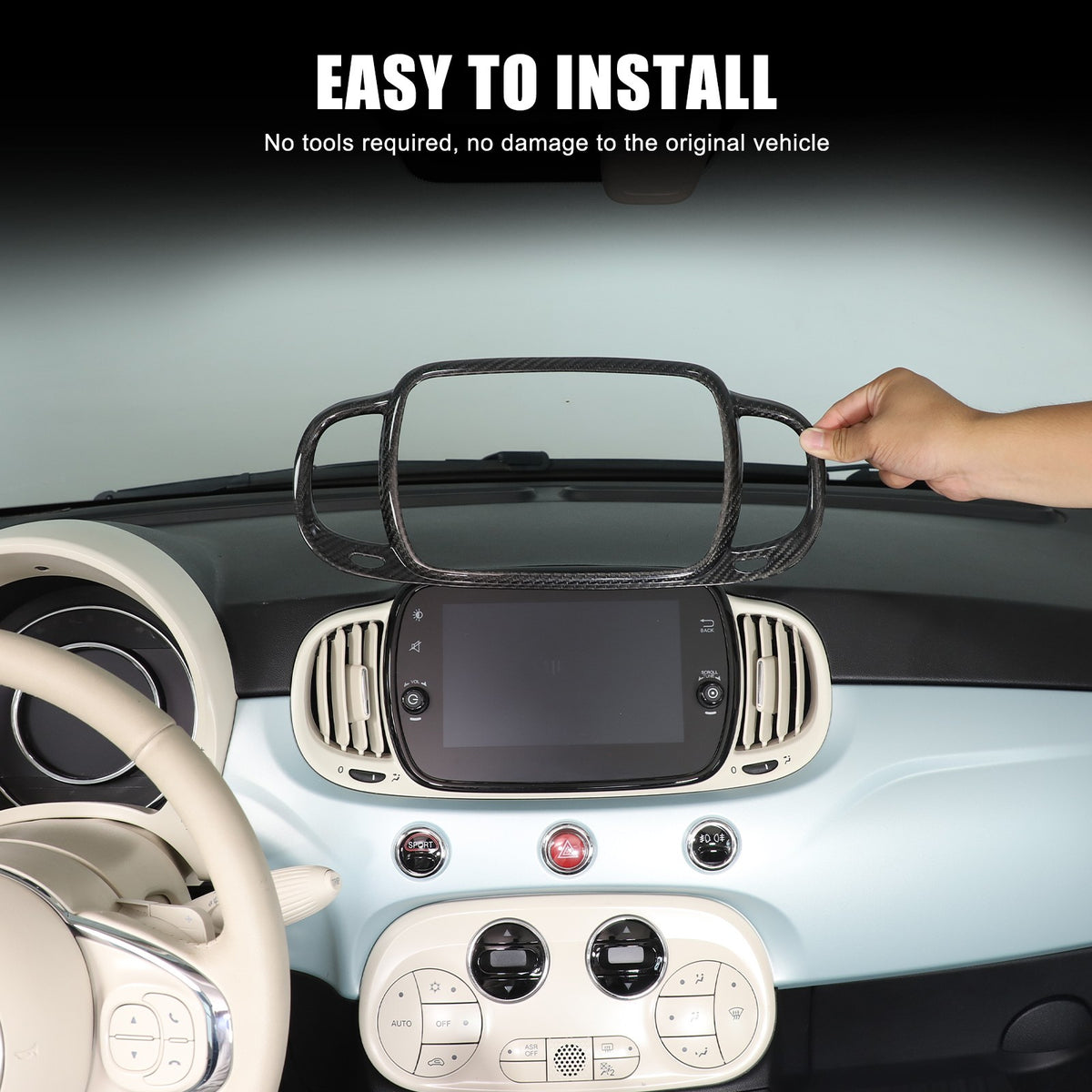 Real Carbon Fiber Center Air Vent Trim For Fiat 500/Abarth 595 695 21-23 US 10