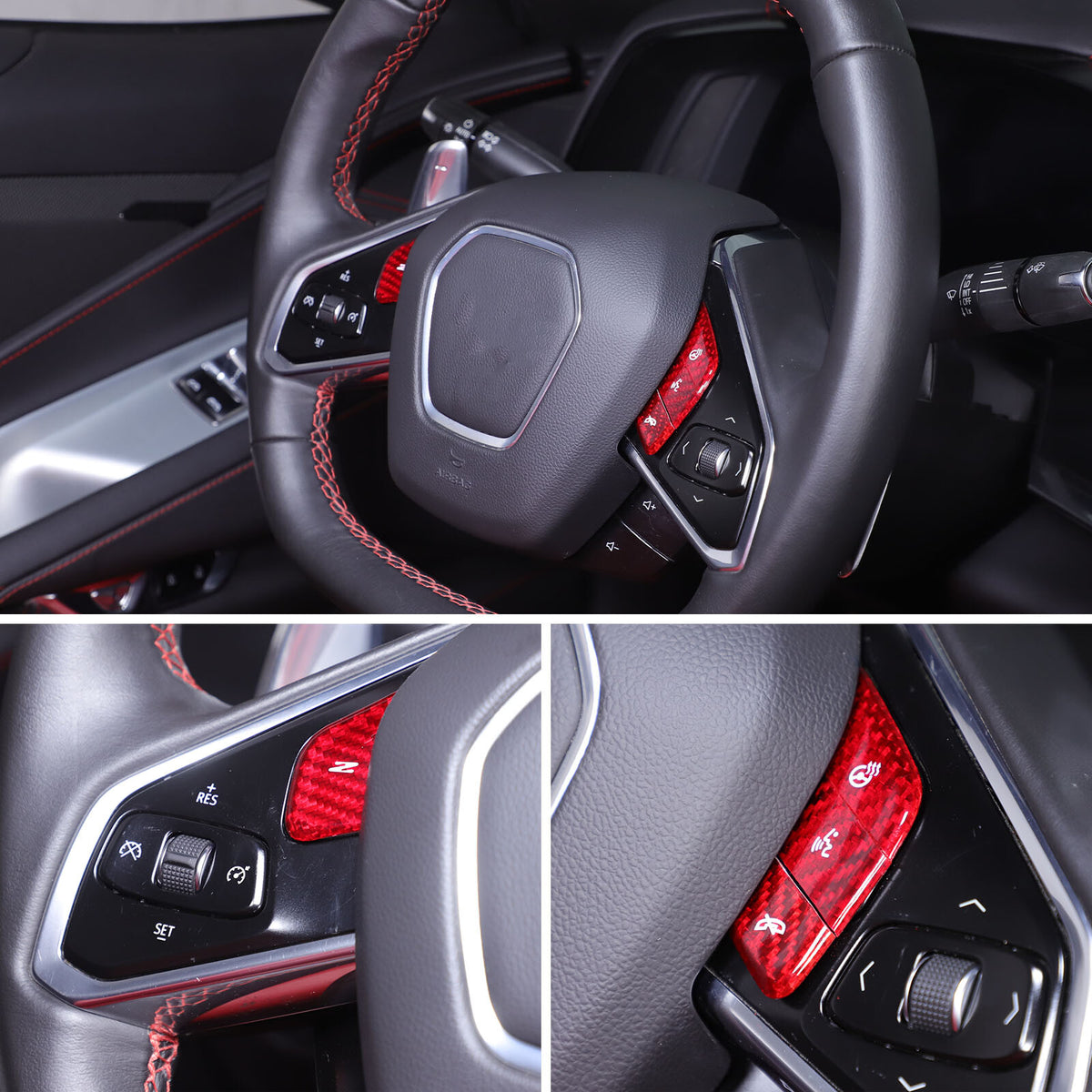 Red Real Carbon Fiber Interior Full Decor Cover Trim Kit for Corvette C8 2020-25 - Variants 21-25 48