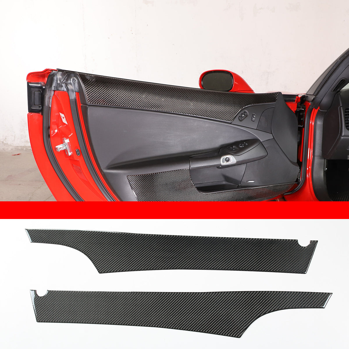 Carbon Fiber Interior Door Upper Panel Trim Sticker For Corvette C6 2005-2013 3