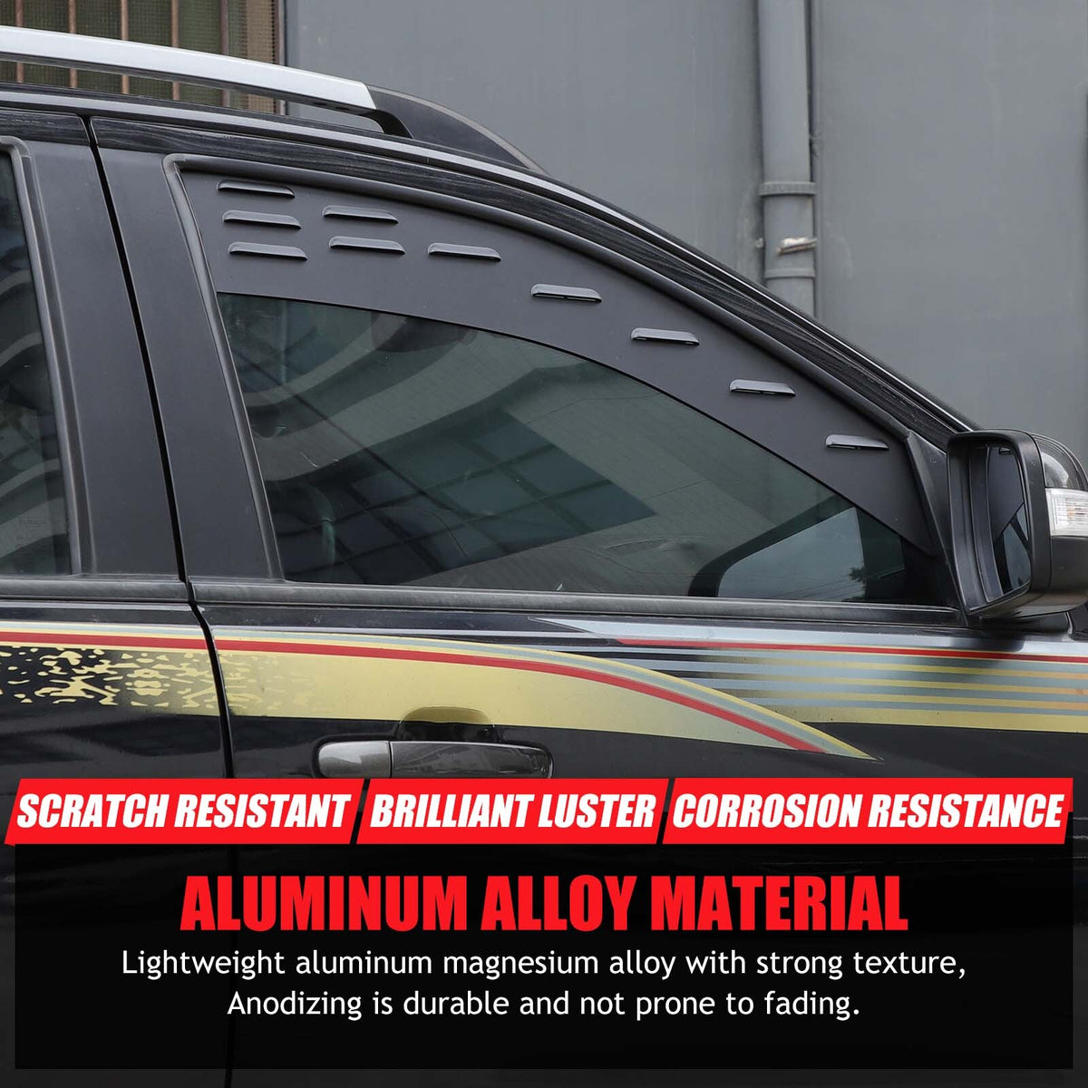 Alloy Front Row Window Vent Louvers Shutter Trim for Ford Ranger T7 T8 2015-2022 5