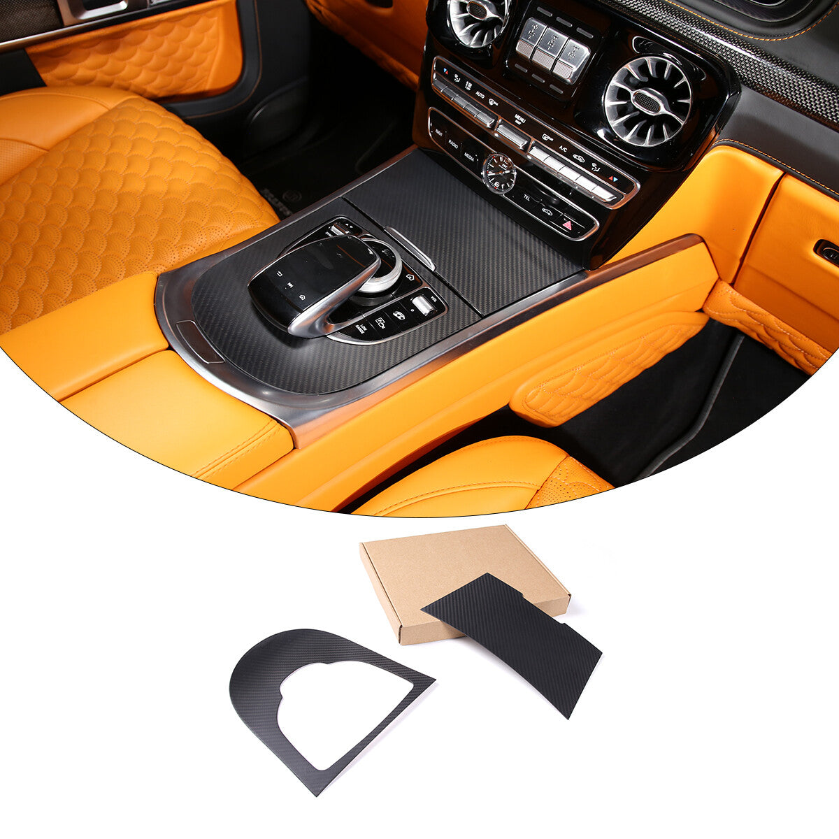 Carbon Fiber Central Gear Shift Panel trim For Mercedes Benz G Class 19-20 1