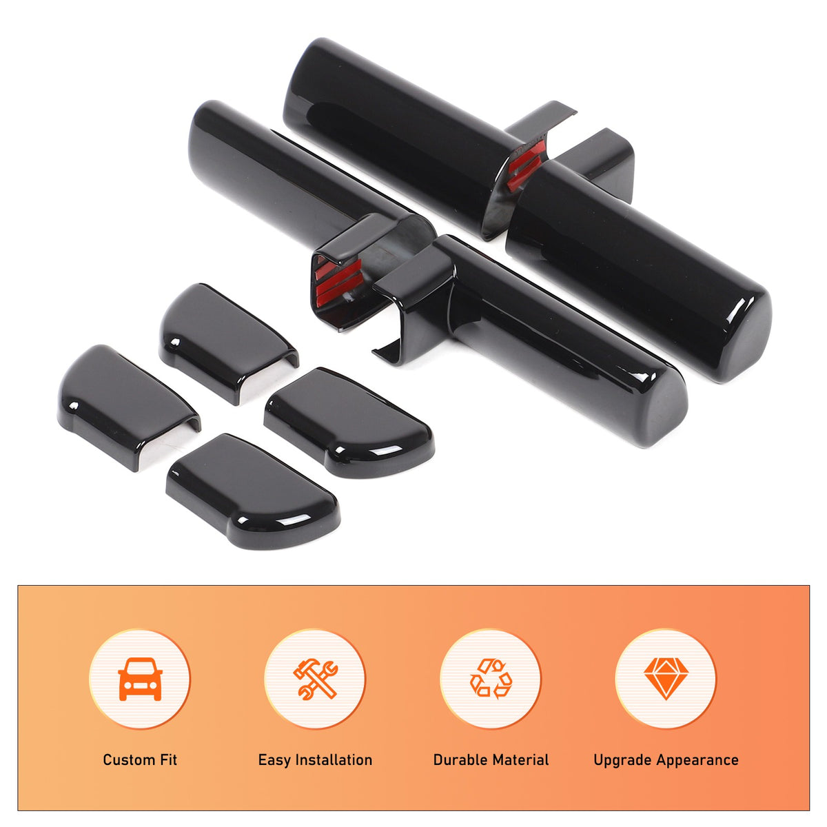 Glossy Piano Black ABS Interior Door Handle Trim For Hummer H2 2003-2007 US 16
