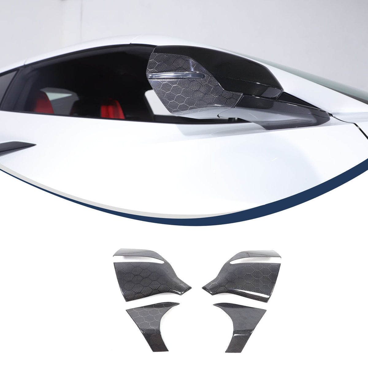 Honeycomb Carbon Fiber Rearview Mirror Base Cover Trim For Corvette C8 2020-2026 6