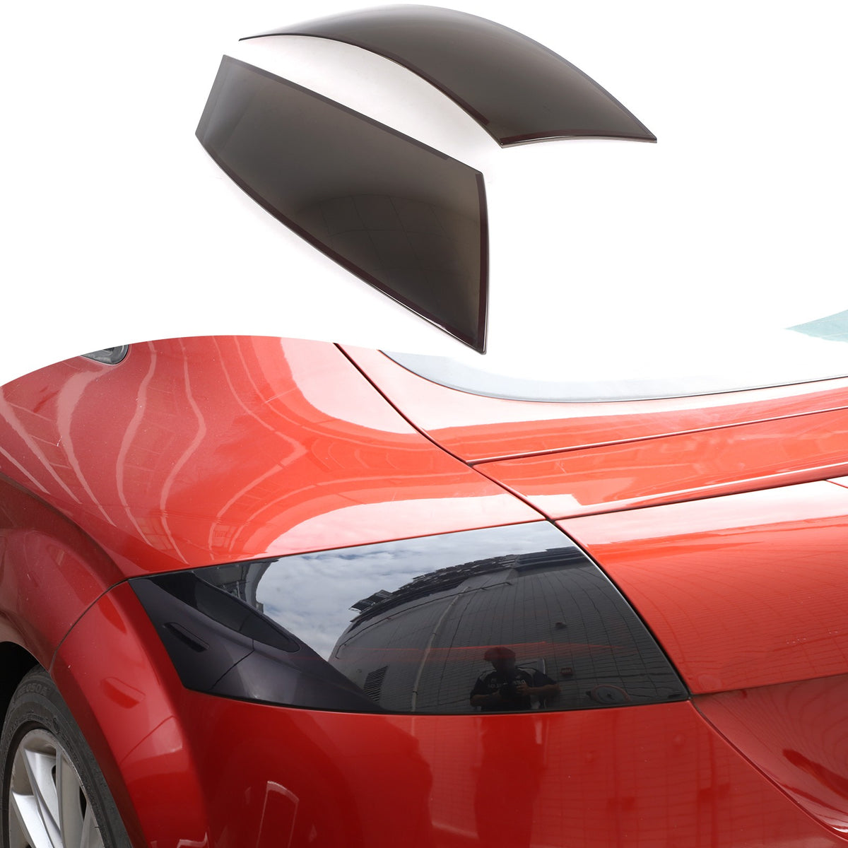 ABS Transparent Gray Rear Tail Light Smoked Cover Trim For Audi TT 2008-14 5