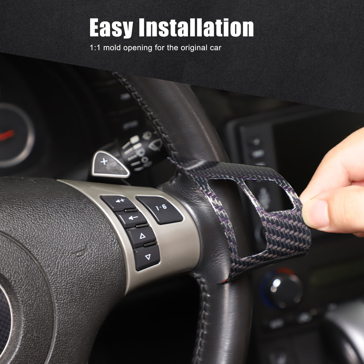 Real Carbon Fiber Steering Wheel Button Cover Trim For Corvette C6 2005-2013 7