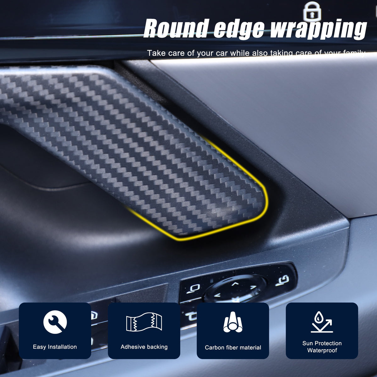 Matte Real Carbon Fiber Inner Door Handle Cover Trim For BMW 5 Series G60 2024+ 14