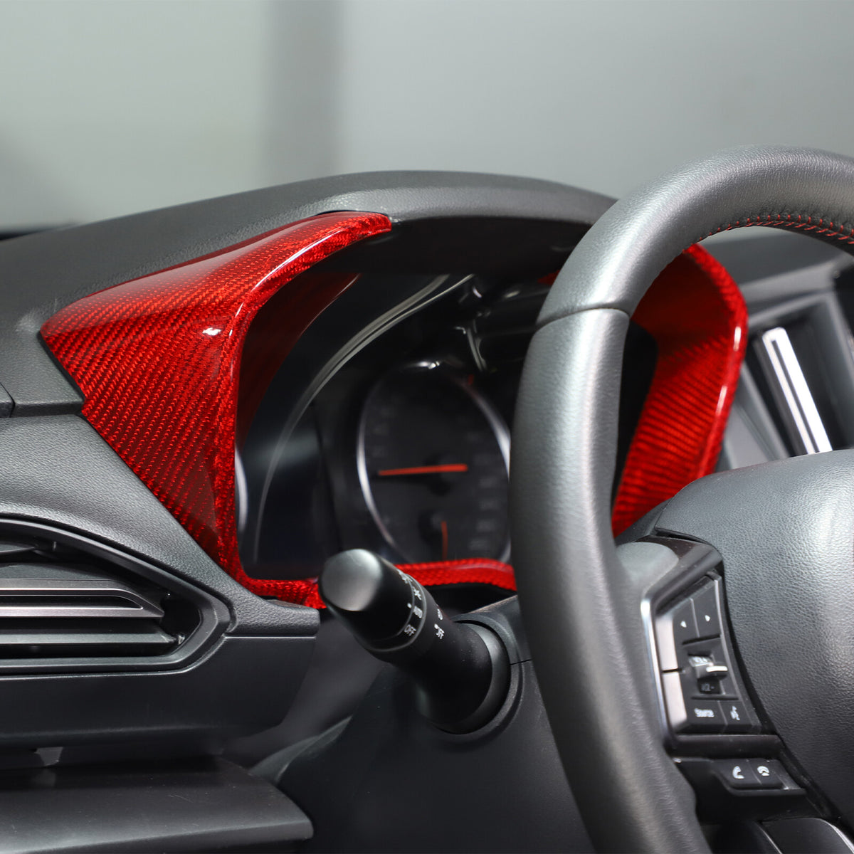 Red Real Carbon Fiber Center Console Dashboard Trim For Subaru WRX 2022+ 1