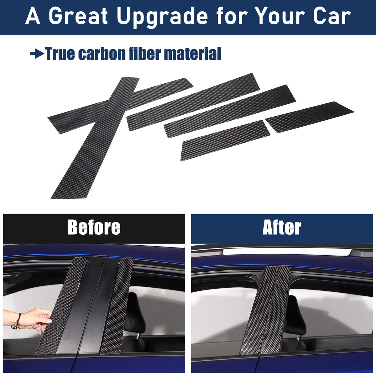 Real Carbon Fiber B-Pillar Panel Decal Trim For Subaru Crosstrek GU 2024+ 7