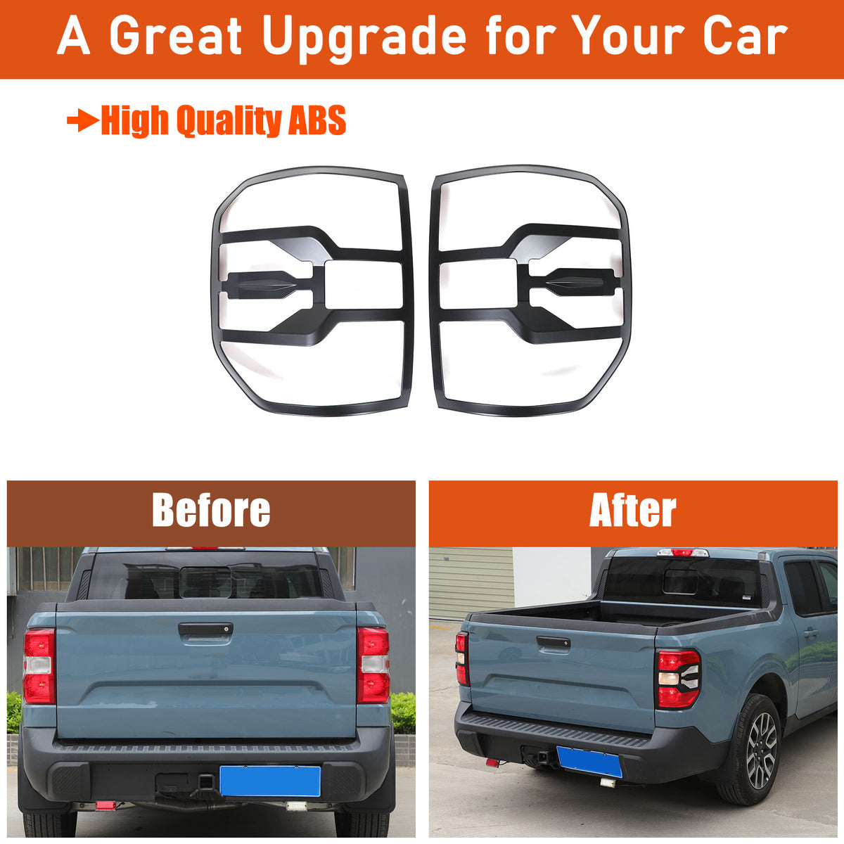 Matte Black Rear Taillight Trim Cover Bezel For Ford Maverick 2022-2024 US 3