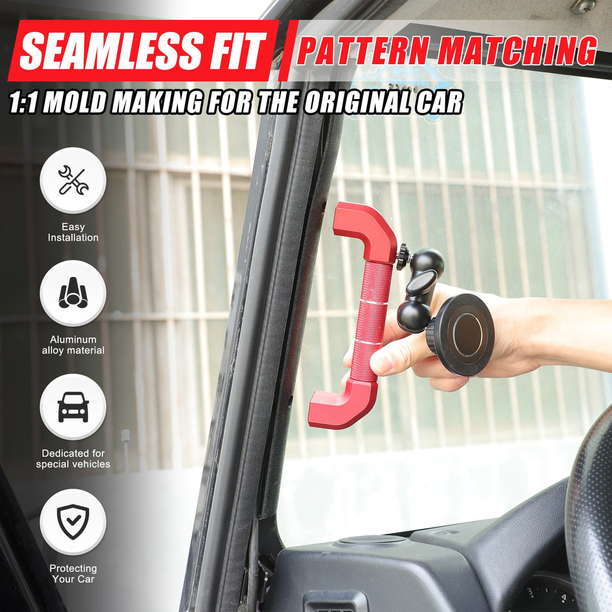 Replace Red A-Pillar Handle W/Phone Mount For LR Defender L316 2004-2018 3