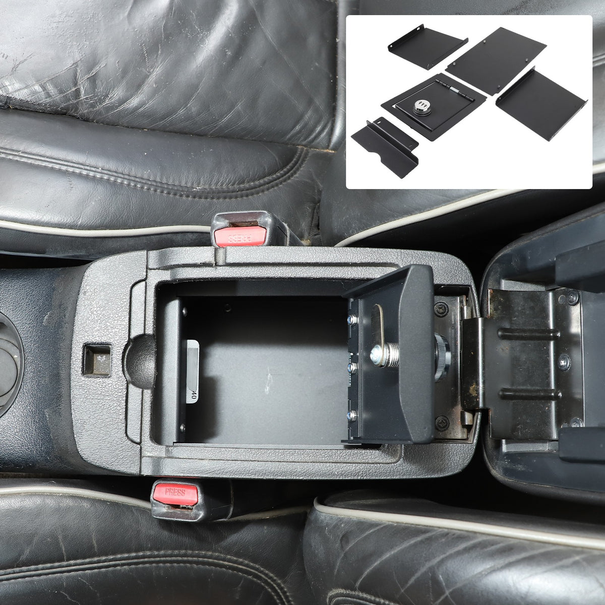 Steel Center Console Safe GUN Storage Lock Box W/ Tray For Hummer H3 2005-2009 13