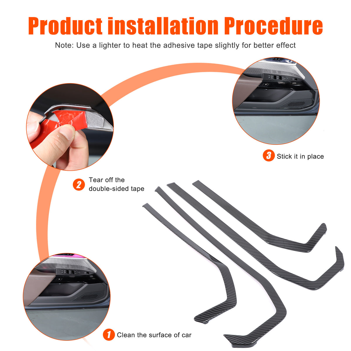 ABS Carbon Fiber Inner door Armrest panel Trim Cover For BMW 7 Series G70 23-25 9