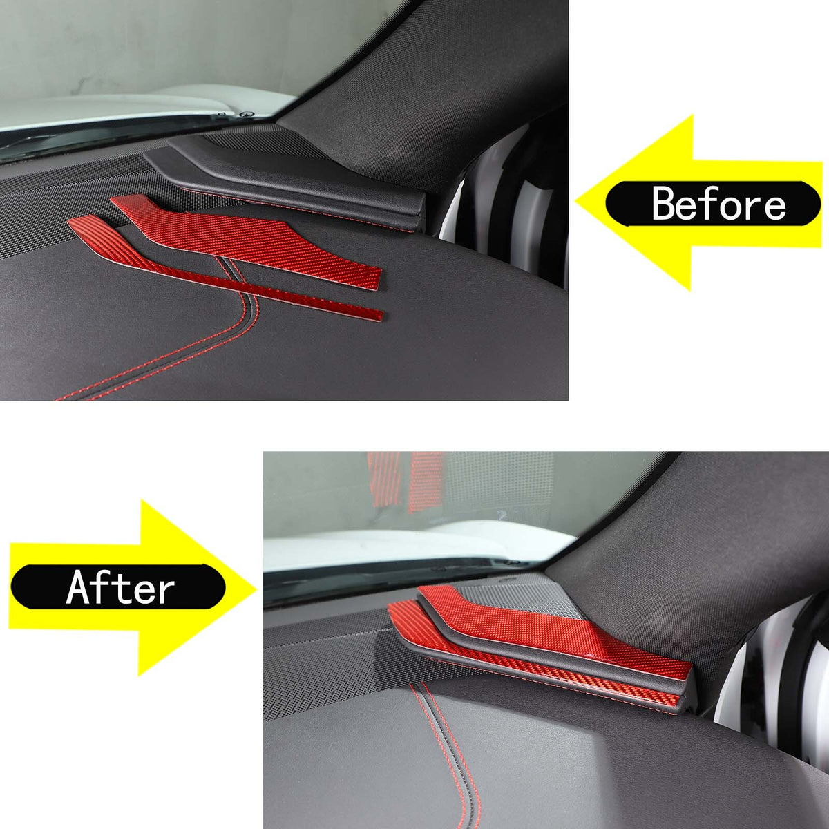 Red Soft Carbon Fiber Interior Decor Trim Kit Cover Set For Corvette C8 20-25 188