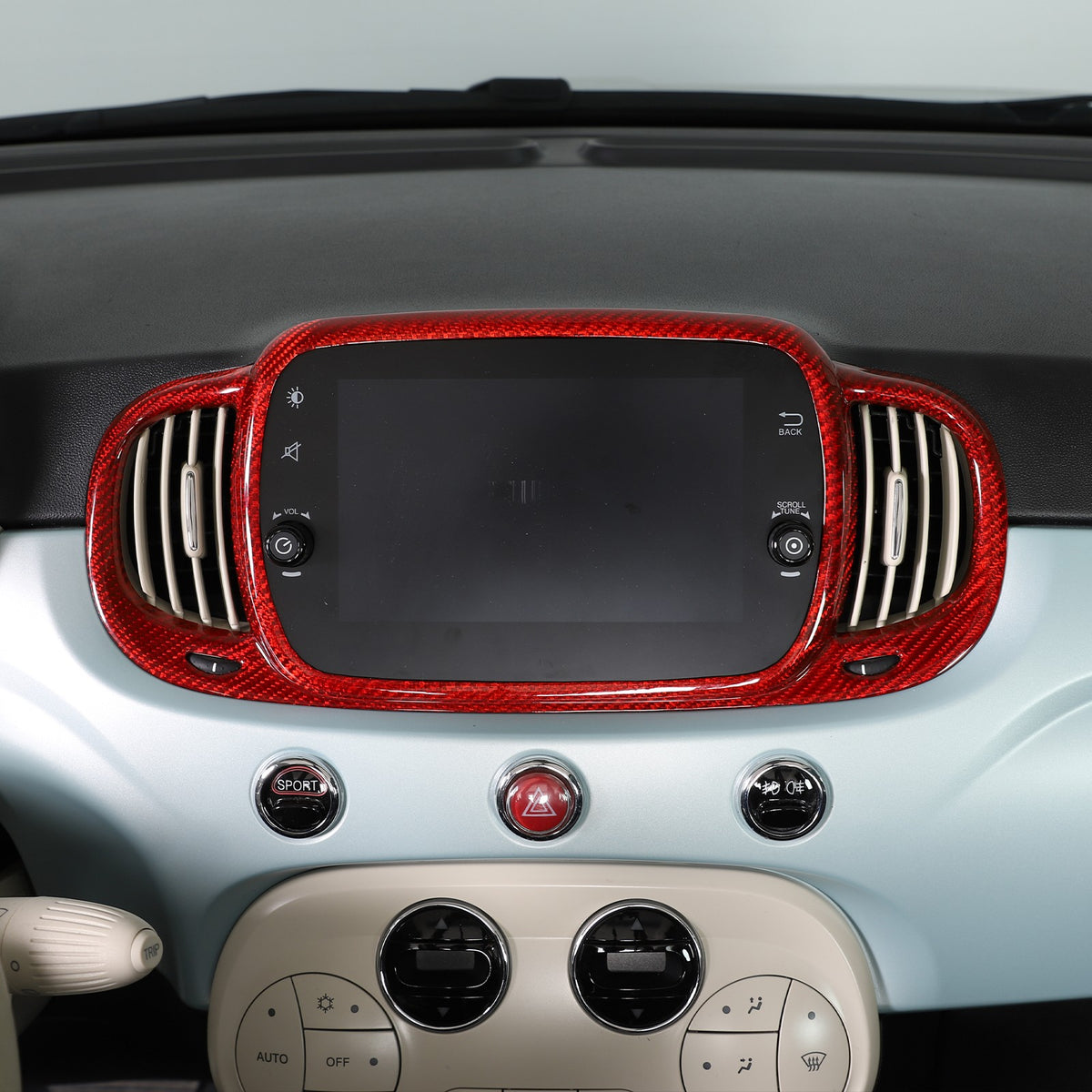 Red Real Carbon Fiber Center Console Air Outlet Trim For Fiat 500 2016+ 2