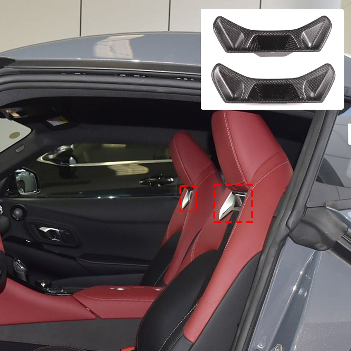 Matte Real Carbon Fiber Seat Back Trim Cover For Toyota Supra A90 2019+ 13